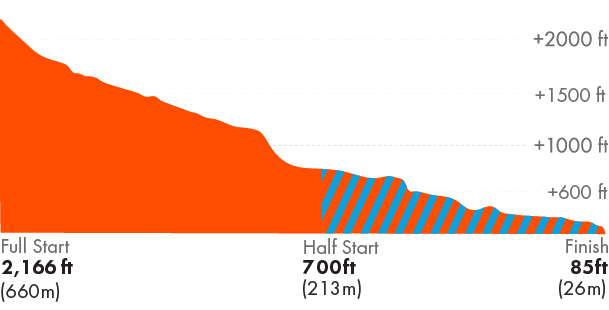 Revel Chilliwack Marathon Elevation Profile - showing a steep downhill race